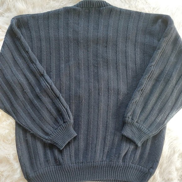 Vintage Italy Genuine Leather Men's Black Wool Knitted Sweater US-XXXL /EU-54 - Picture 3 of 9